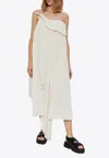 Alexander Mcqueen Pleated Asymmetric Midi Dress In Cream
