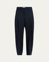 Alexander Mcqueen Pleated Barrel-leg Trousers In Blue
