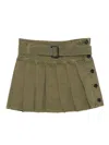 Alexander Mcqueen Pleated-belted Mini Skirt In Green