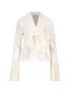 Alexander Mcqueen Ruffled Pleated Blouse In White