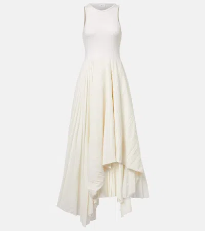 ALEXANDER MCQUEEN PLEATED COTTON MIDI DRESS
