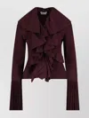 Alexander Mcqueen Pleated Long Sleeve Wide Collar Ruffled Top