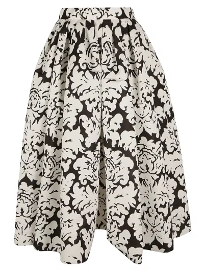 Alexander Mcqueen Pleated Midi Skirt In White