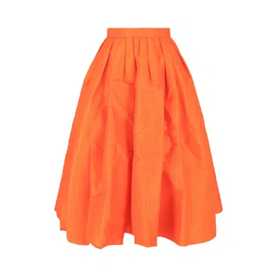 Pre-owned Alexander Mcqueen Pleated Midi Skirt 'sunset Orange' | Women's Size 42