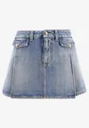 Alexander Mcqueen Mcqueen Women Denim Mini Skirt In Blue