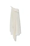 Alexander Mcqueen Pleated Off-shoulder Dress In Ivory