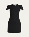 Alexander Mcqueen Mcqueen Puff Cap Sleeve Stretch Wool Minidress In Black