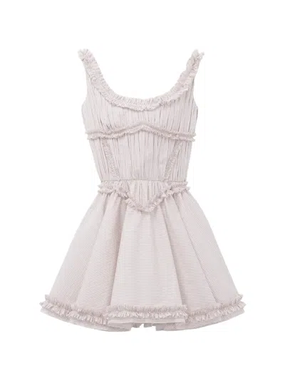 Alexander Mcqueen Mcqueen Cotton Pinstripe Mini Dress In Brown