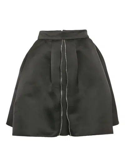 Pre-owned Alexander Mcqueen Pleated Satin Skirt In Black