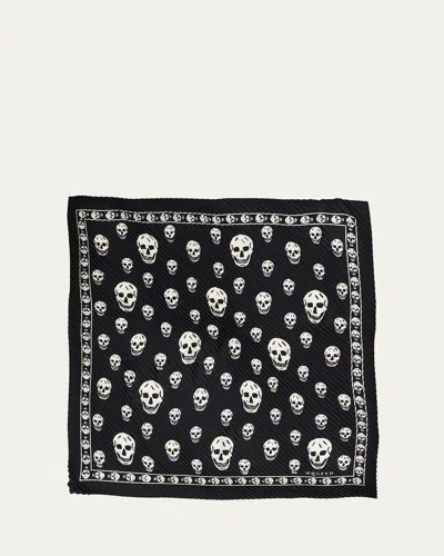 ALEXANDER MCQUEEN PLEATED SILK SKULL SCARF