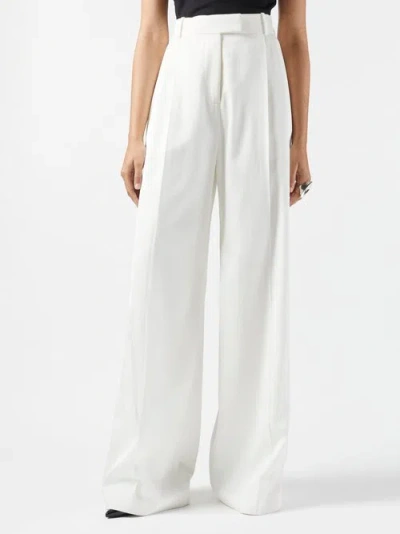 Alexander Mcqueen Pleated Twill Wide-leg Trousers In White