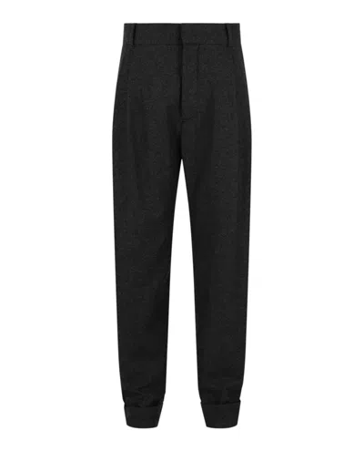 Alexander Mcqueen Pleated Wool Trousers In Black