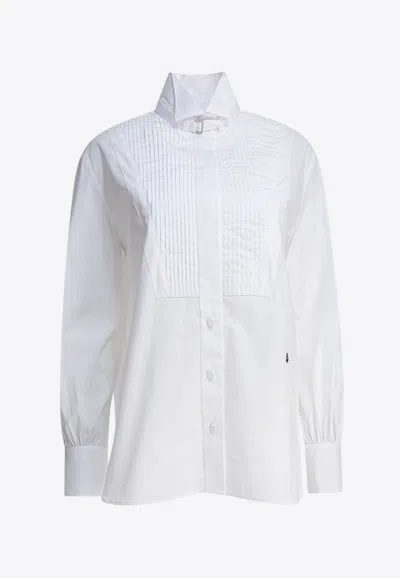 Alexander Mcqueen Pleated Yoke Long-sleeved Shirt In White