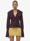 Alexander Mcqueen Plissé Blouse In Burgundy