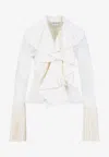 Alexander Mcqueen Plissé Long-sleeved Blouse In Ivory