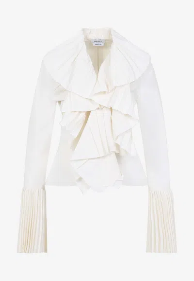 Alexander Mcqueen Plissé Long-sleeved Blouse In White