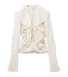 Alexander Mcqueen Plissé Ruffle-neck Blouse In White