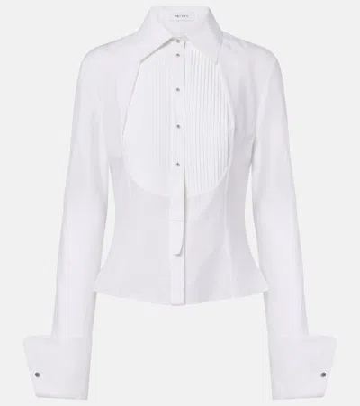 Alexander Mcqueen Plissé Striped Cotton Shirt In White