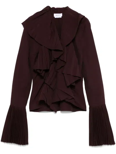Alexander Mcqueen Viscose Blend Top In Burgundy
