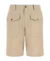Alexander Mcqueen Cotton Knee-length Bermuda Shorts With Waist Belt Loops In Nude