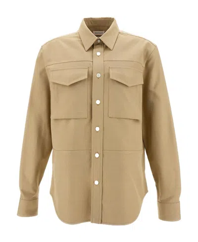 Alexander Mcqueen Pocket Detailed Buttoned Shirt In Nude