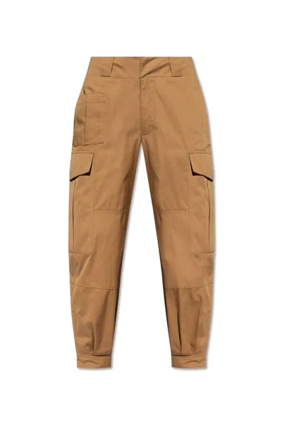 Alexander Mcqueen Low-waisted Cargo Pants With Ankle Buttons In Brown