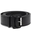 Alexander Mcqueen Pointed Leather Buckle Belt In Schwarz