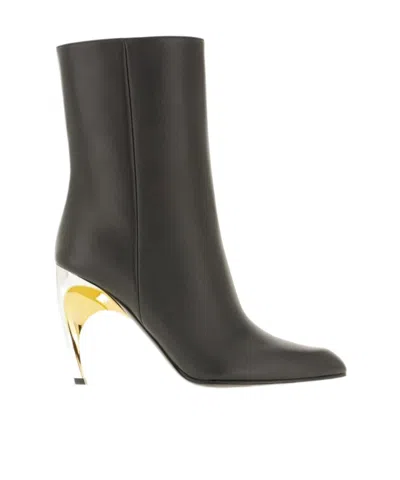 ALEXANDER MCQUEEN 95MM LEATHER ANKLE BOOTS