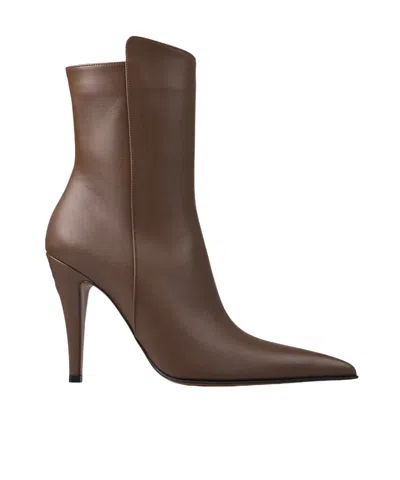 Alexander Mcqueen Pointed Short Boots In Brown