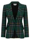 Alexander Mcqueen Pointed Shoulder Blazer Blazers Green In Black