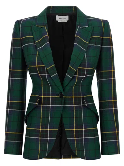 ALEXANDER MCQUEEN POINTED SHOULDER BLAZER BLAZERS GREEN