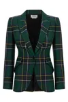 Alexander Mcqueen Single-breasted Wool Tartan Jacket With Peak Lapels In Green