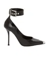Alexander Mcqueen 105mm Metallic Toe-cap Detail Pumps In Black
