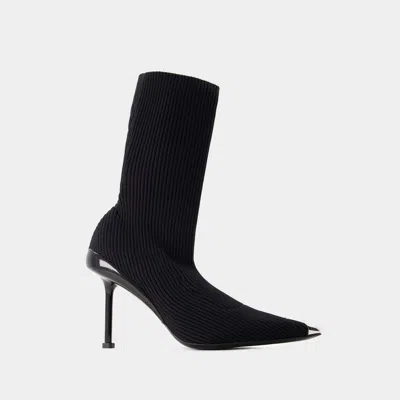 ALEXANDER MCQUEEN POINTED-TOE ANKLE BOOTS - ALEXANDER MCQUEEN - LEATHER - BLACK