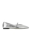 Alexander Mcqueen Leather Studded Ballerina Shoes In Silver