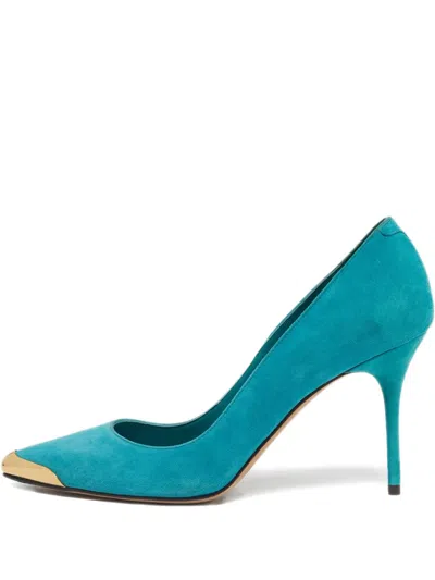 Pre-owned Alexander Mcqueen Pointed-toe Pumps In Blue