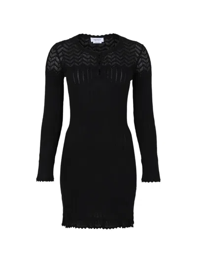 Alexander Mcqueen Pointelle-knit Mini Dress In Black