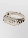 ALEXANDER MCQUEEN POLISHED CHAIN SIGNET BAND WITH SKULL CHARM