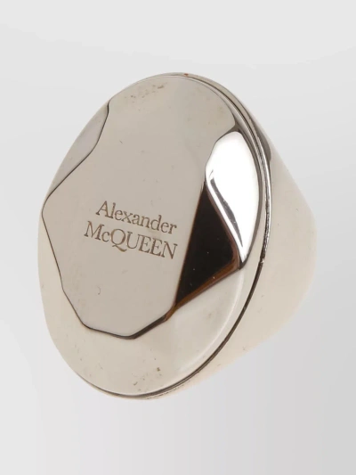 Alexander Mcqueen Polished Chunky Stone Ring In Gold