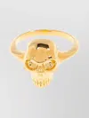 Alexander Mcqueen Polished Gold-tone Ring With Engraved Skull Design