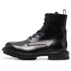 Alexander Mcqueen Polished Lace-up Boots In Black