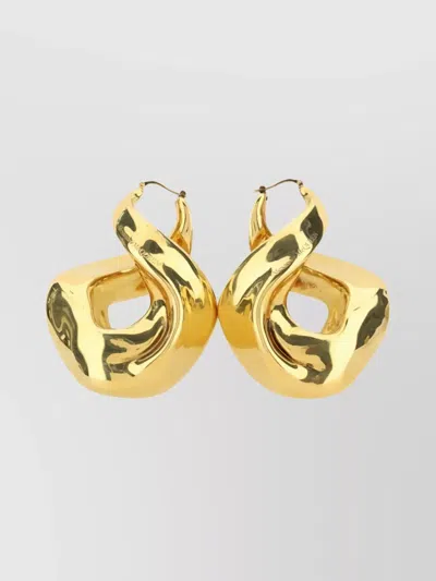 Alexander Mcqueen Polished Twist Hoop Earrings In Yellow