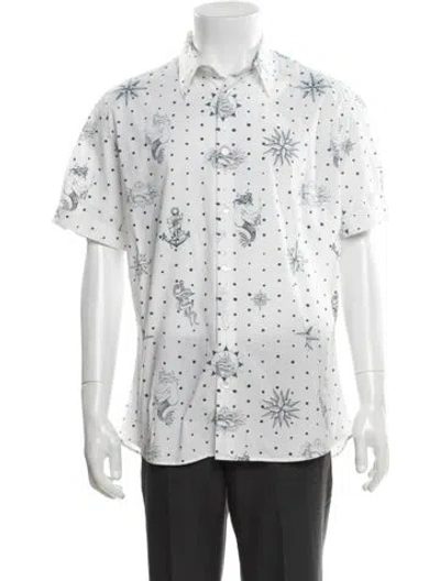 Pre-owned Alexander Mcqueen Polka Dot Print Short Sleeve Shirt In White