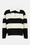 Alexander Mcqueen Lace-trim Stripe Rugby Shirt In Black