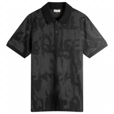 Alexander Mcqueen Polo Graffiti In Black