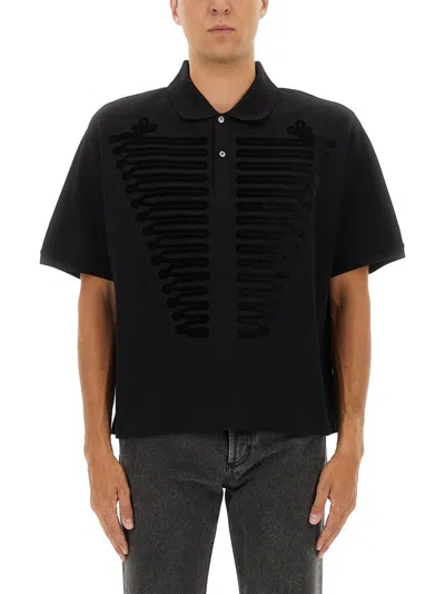 Alexander Mcqueen Polo Shirt "ceremonial Boxy" In Black