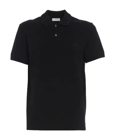 Alexander Mcqueen Polo Shirt With Skull Pattern In Black