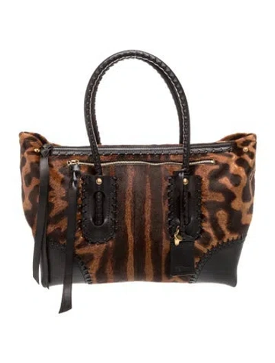 Pre-owned Alexander Mcqueen Ponyhair Tote In Brown