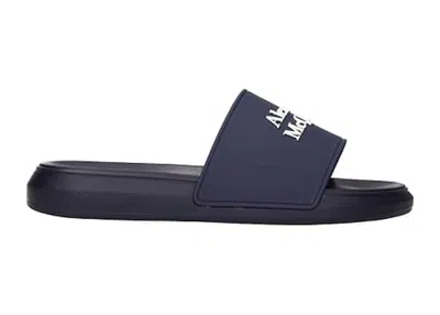 Pre-owned Alexander Mcqueen Pool Slide (women's) Sneakers In Black/navy Blue