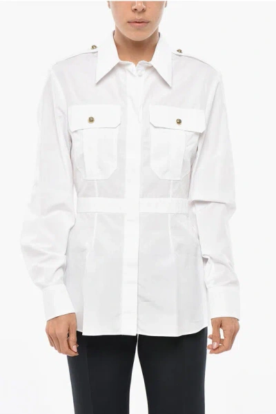 ALEXANDER MCQUEEN Popeline Cotton Saharan Shirt with Slim Fit Design
